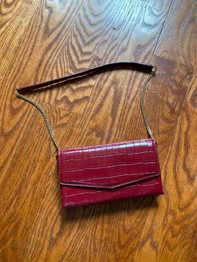 MANGO CROC EFFECT FLAP BAG